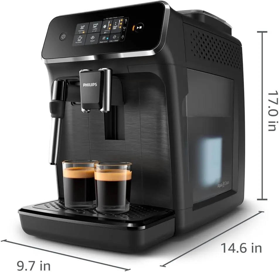 2200 Series Fully Automatic Espresso Machine, Classic Milk Frother, 2 Coffee Varieties, Intuitive Touch Display, 100% Ceramic Grinder