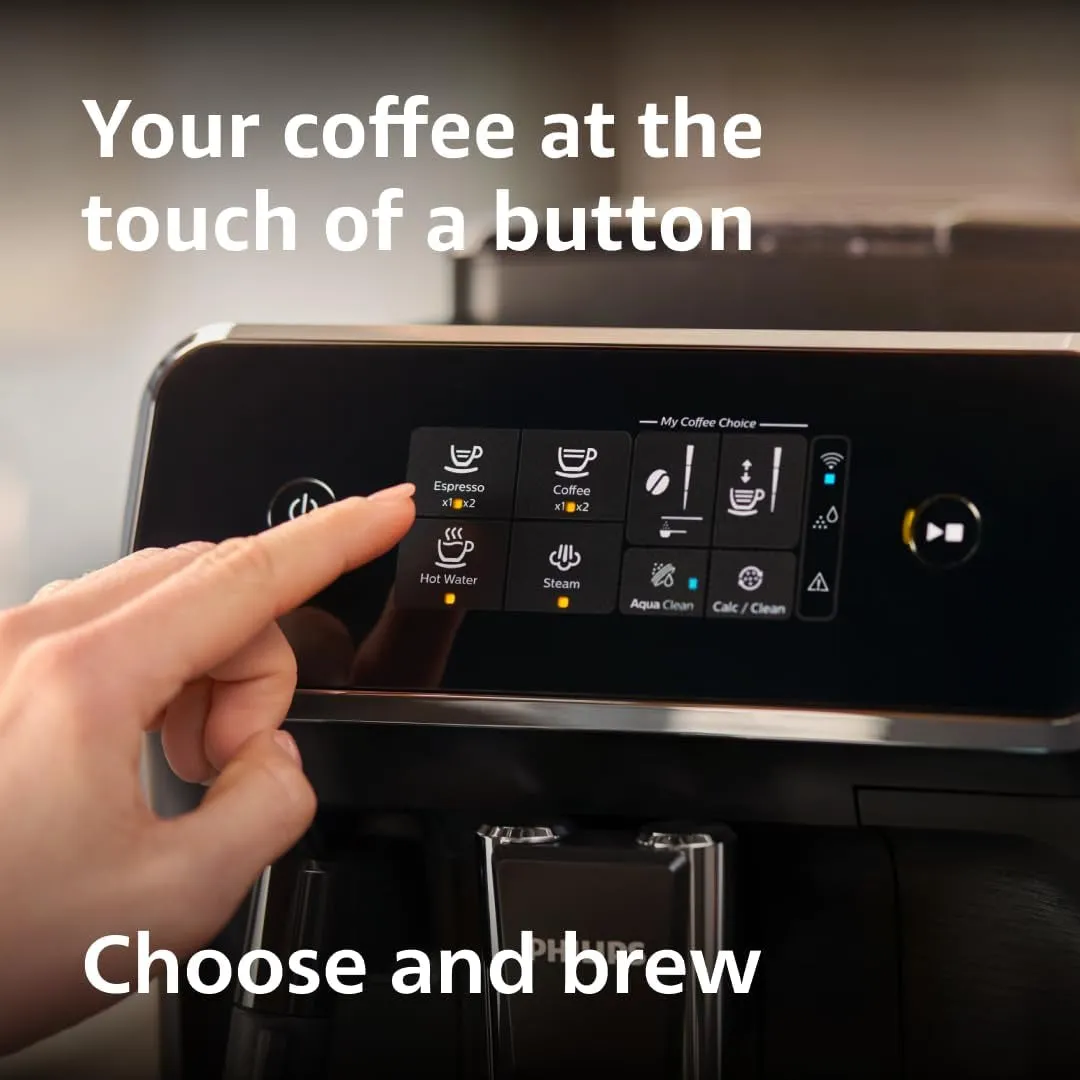 2200 Series Fully Automatic Espresso Machine, Classic Milk Frother, 2 Coffee Varieties, Intuitive Touch Display, 100% Ceramic Grinder