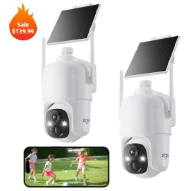 🔥360°PTZ Solar Panel Security Camera System Dzees D3K (2-Cam)