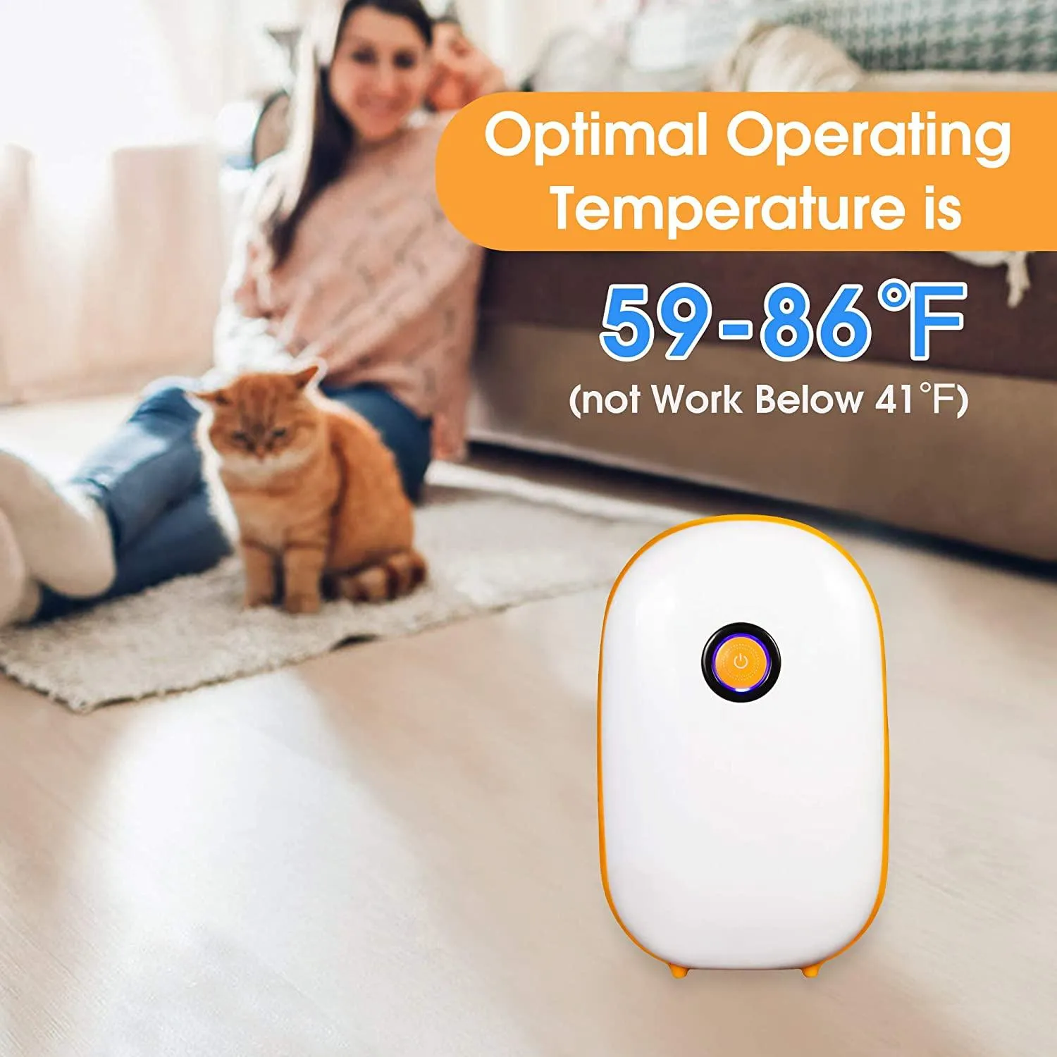 37oz Quiet Portable Small Dehumidifier for Home with Auto Shut-off, Up to 430 Sq.ft, Orange