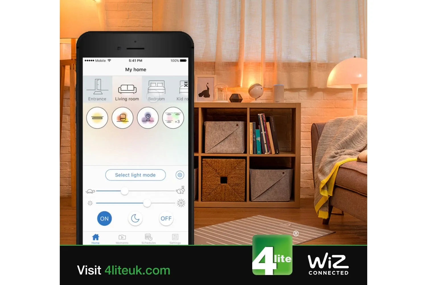 4lite WiZ Connected A60 Dimmable Multicolour WiFi LED Smart Bulb - E27 Large Screw