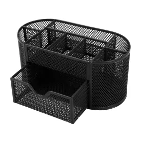 9-Compartment Metal Mesh Pencil Holder Desk Organizer, Pen Storage
