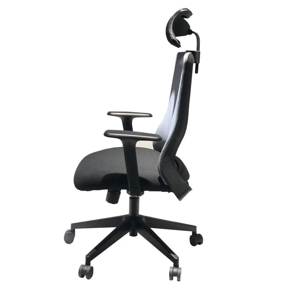 Adjustable Headrest Swivel Office Chair with Casters, Black and Gray By The Urban Port