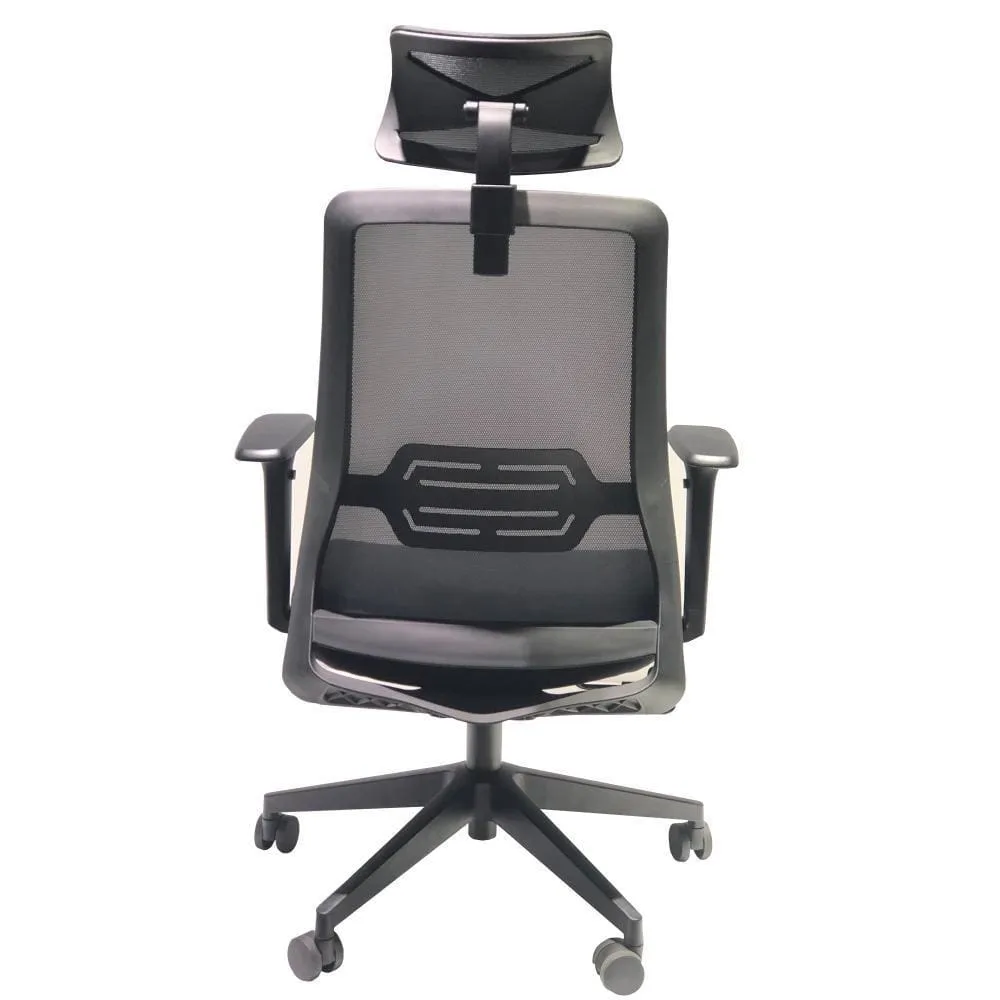 Adjustable Headrest Swivel Office Chair with Casters, Black and Gray By The Urban Port