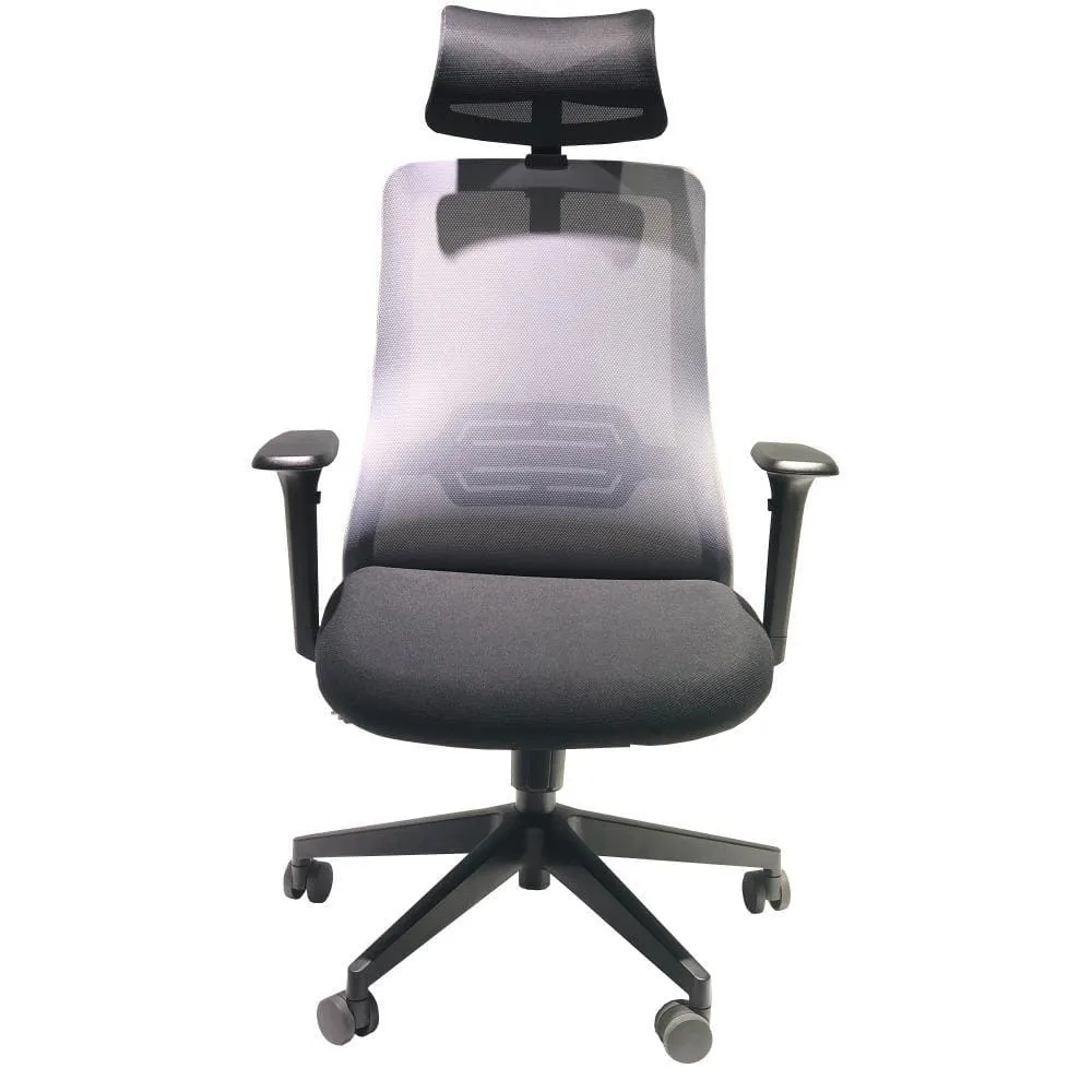 Adjustable Headrest Swivel Office Chair with Casters, Black and Gray By The Urban Port