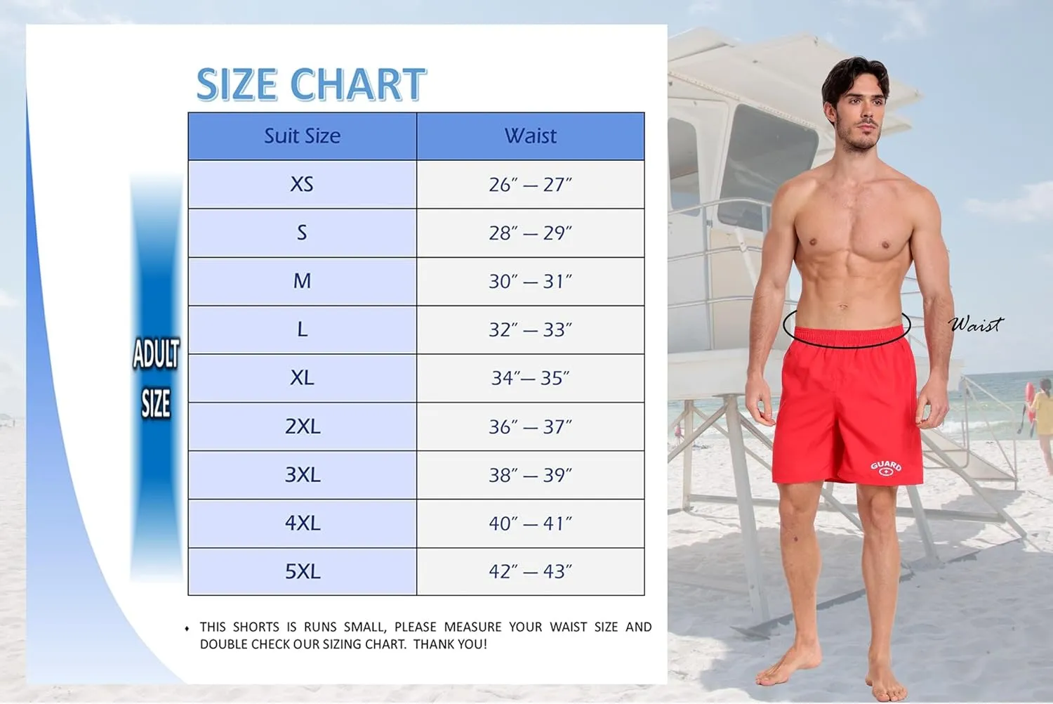 Adoretex Men's Guard Board Shorts Swim Trunks Mesh Liner