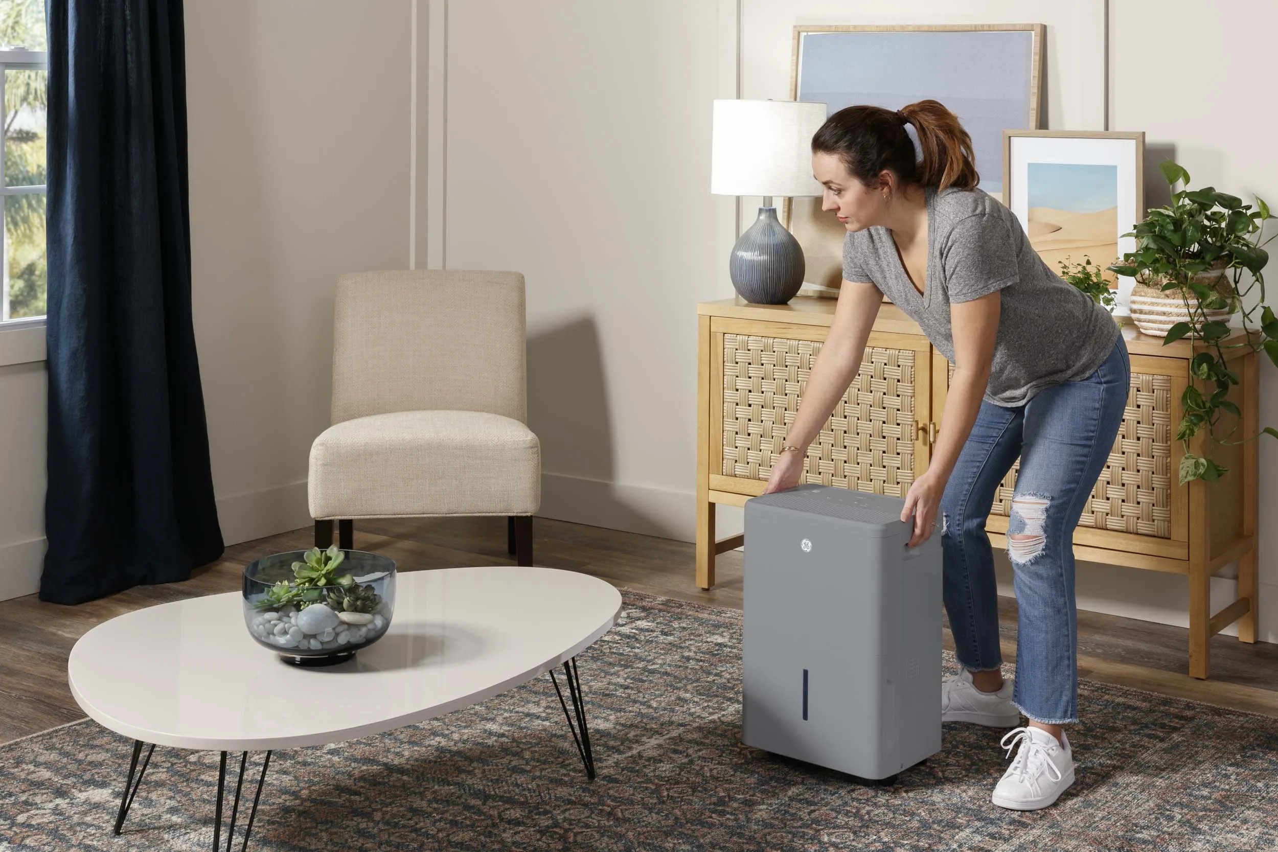 ADYR50LC GE® ENERGY STAR® 50 Pint Portable Dehumidifier with Smart Dry for Wet Spaces