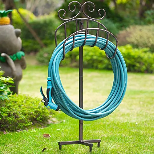Amagabeli Garden Hose Holder Holds 125ft Hose Rustproof Hose Hanger Stand Free Standing BG409