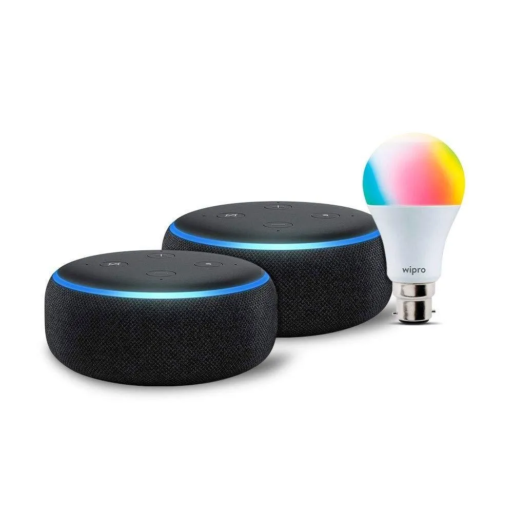 Amazon Echo Dot (3rd Gen) - #1 smart speaker brand in India with Alexa (Black) Get 1 AVITA BULB FREE (WORTH rs-1299) Exclusive for Deals plant customers.