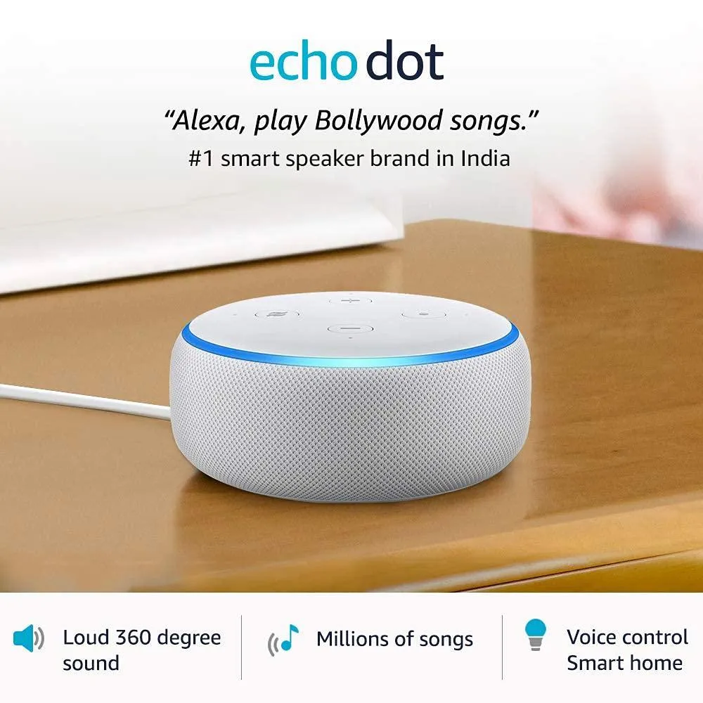 Amazon Echo Dot (3rd Gen) - #1 smart speaker brand in India with Alexa (Black) Get 1 AVITA BULB FREE (WORTH rs-1299) Exclusive for Deals plant customers.