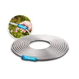 Aqua Joe AJSGH25 Heavy-Duty Puncture Proof Kink-Free Metal Garden Hose | 25-Foot | 304-Stainless Steel | Spiral Constructed | 1/2-Inch Diameter
