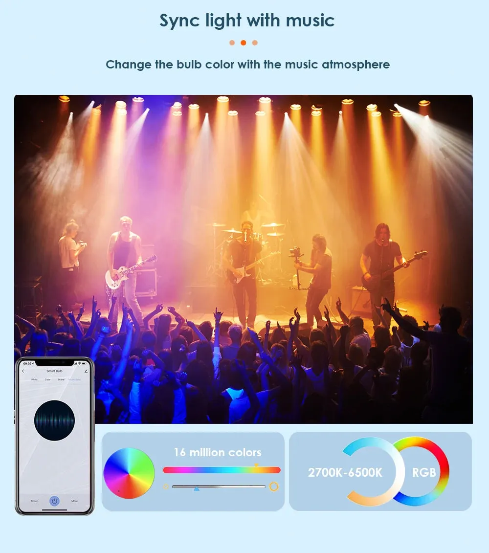 AUBESS E27 Wifi LED Smart Light Bulb for Google Home
