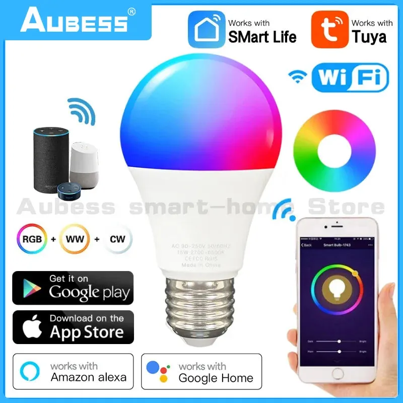 AUBESS E27 Wifi LED Smart Light Bulb for Google Home