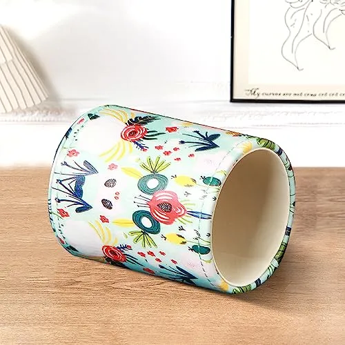BIBELUN Pen Holder for Desk Cute, Desk Organizers and Workspace Accessories Storage, Pencil Holder Cup for Makeup Brush/Art Supplies/Stationery, Decorative Aesthetic Office Organization, PU Leather