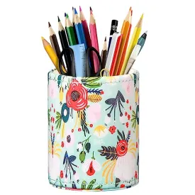 BIBELUN Pen Holder for Desk Cute, Desk Organizers and Workspace Accessories Storage, Pencil Holder Cup for Makeup Brush/Art Supplies/Stationery, Decorative Aesthetic Office Organization, PU Leather