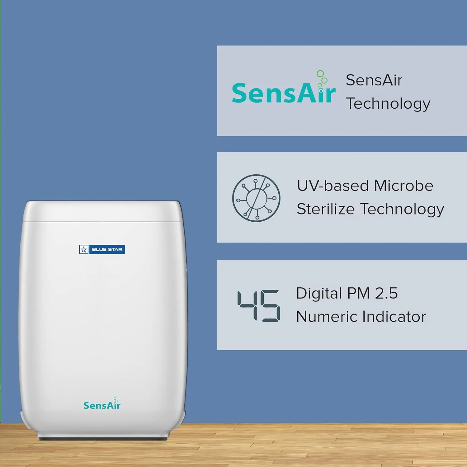 BlueStar Air Purifier AP420OAN|Room Air Purifier with UV Based Microbe Sterilize technology|SensAir|HEPA Filter|Active Carbon|Removes 99.7% Airborne Viruses & Bacteria|592 sq ft Coverage Area