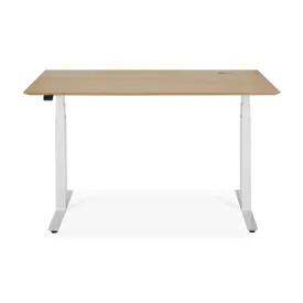 Bok Rectangle Adjustable Desk with Cable management EU (Oak, White, 140cm)