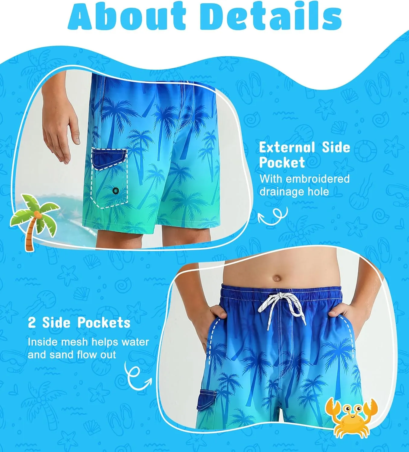 Boys Swim Trunks with Compression Liner Quick Dry Swim Shorts Summer Beach Shorts