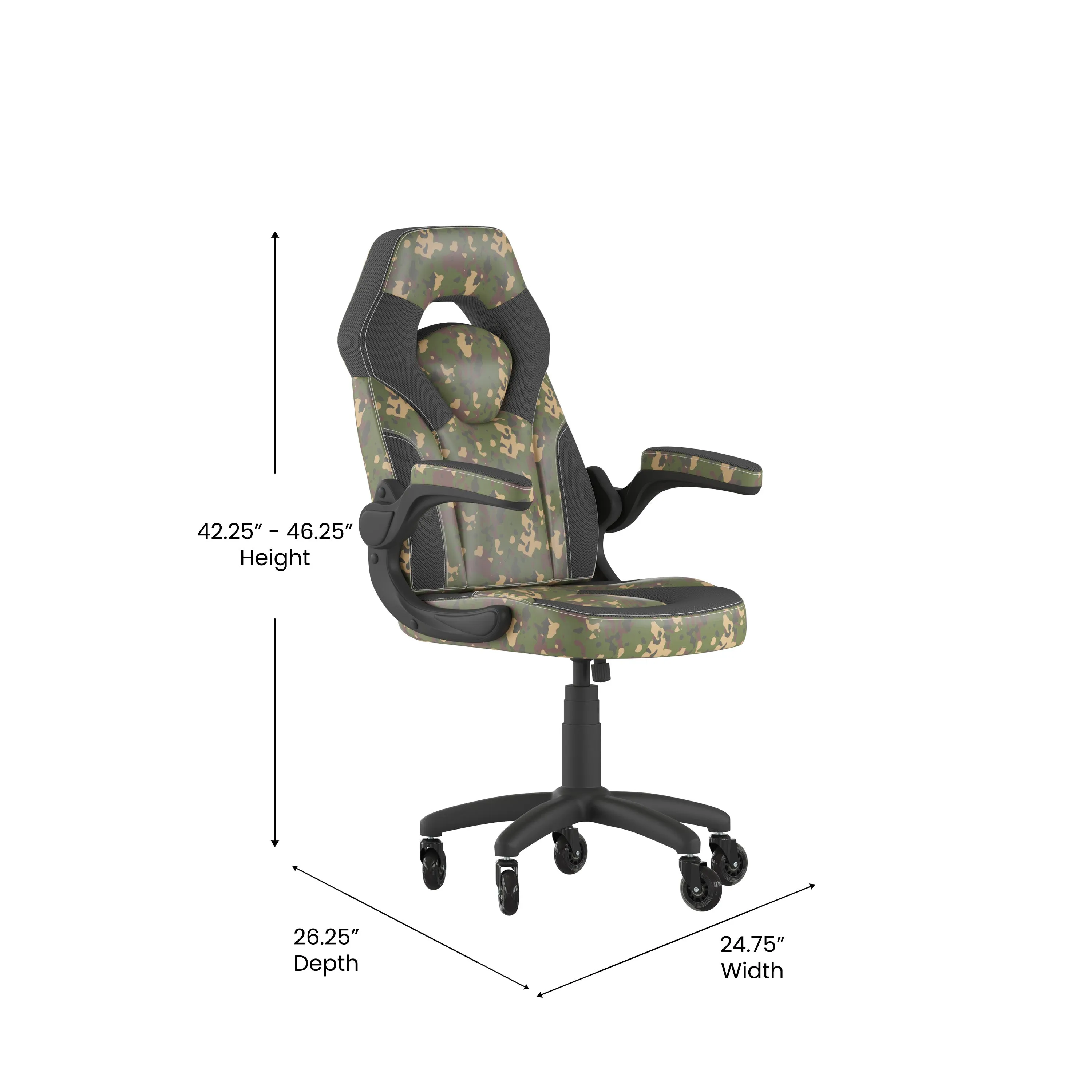 Camouflage Chair-Skater Wheels CH-00095-CAM-RLB-GG