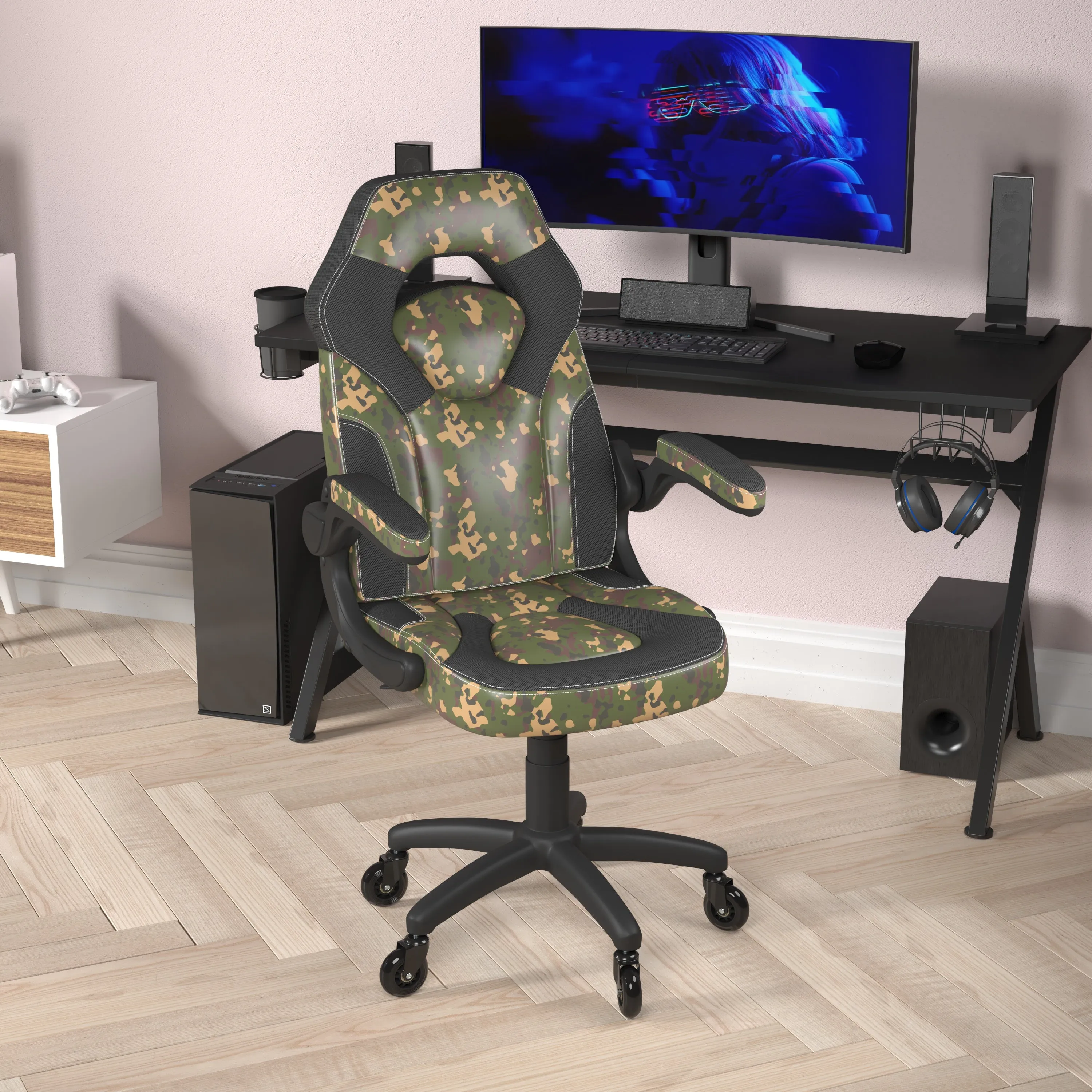 Camouflage Chair-Skater Wheels CH-00095-CAM-RLB-GG