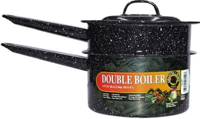 Covered Double Boiler, Black Ceramic on Steel, 1.5-Qts.