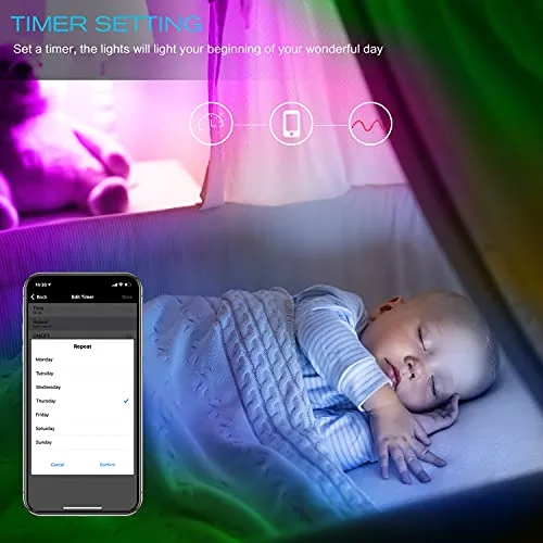 DAYBETTER 5050 RGB Led Light Strips Kit Work with Alexa and Google Assistant, Smart WiFi Led Strip Lights 100ft, 2 Rolls of 50ft Led Lights for Bedroom Decoration