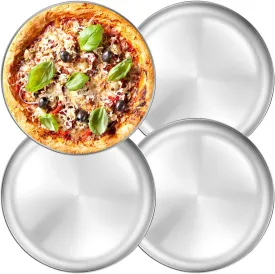 Deedro Stainless Steel Pizza Pan 13 inch Round Pizza Tray Pizza Baking Sheet, Healthy Pizza Baking Pan Pizza Serving Tray Crisper Pan, Dishwasher Safe, 4 Pack