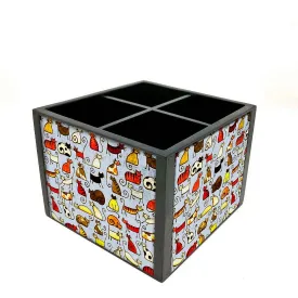 Desk Organizer For Stationery - Cat Doodles