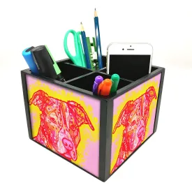 Desk Organizer For Stationery -  Pop Art Dog Pink