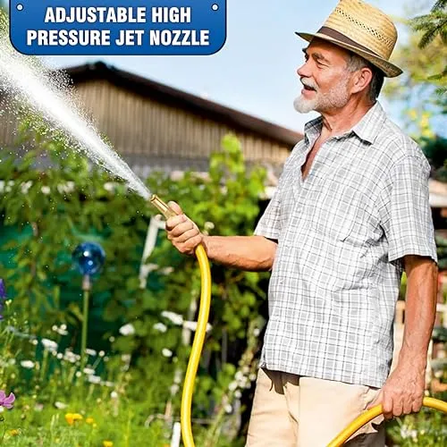 EMBROS Brass Water Spray Nozzle 3/4" Hose -Premium High-Pressure Adjustable Water Jet Spray Gun for Efficient Pressure Washing Car wash Bike wash or Window wash, pet cleaning, garden & watering plant