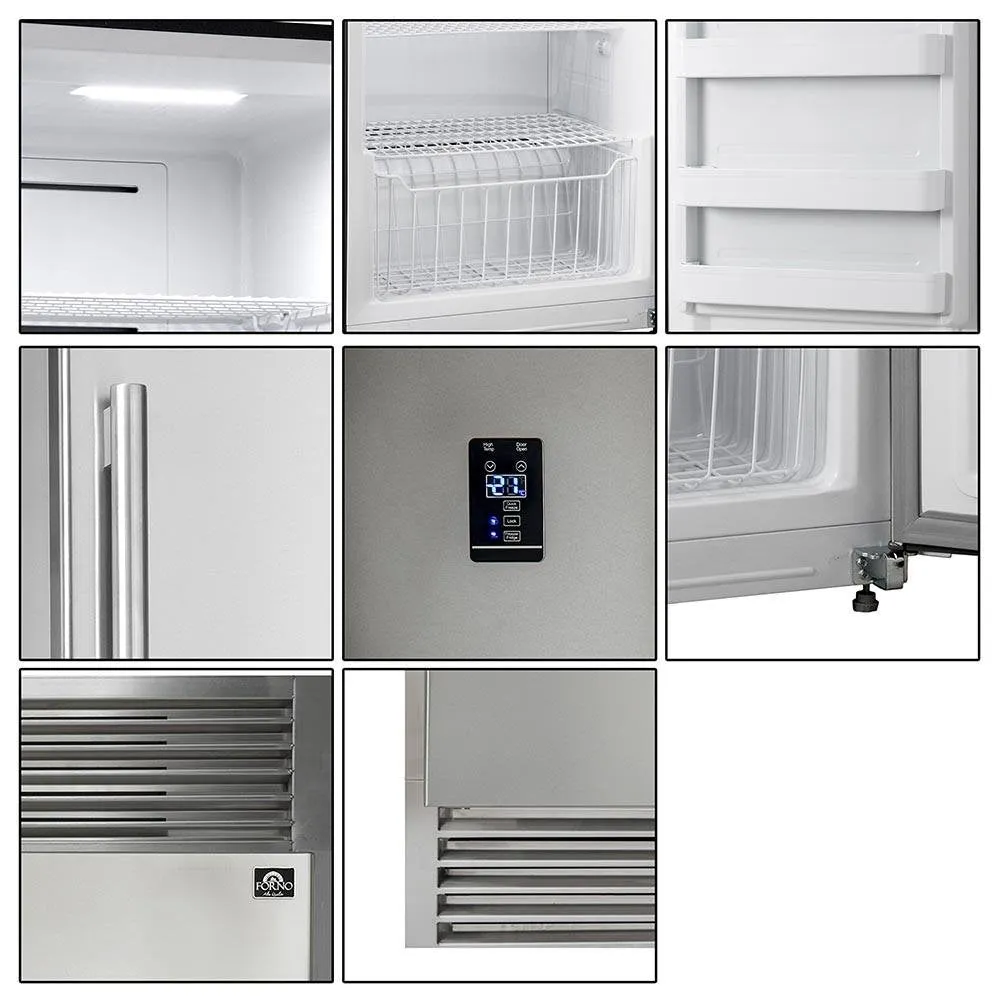 FORNO Combo Rizzutoo 60’’Right and Left Swing Refrigerator/Freezer Stainless Steel color 13.8 cu.ft with Grille Trim Kit - FFFFD1933-60S