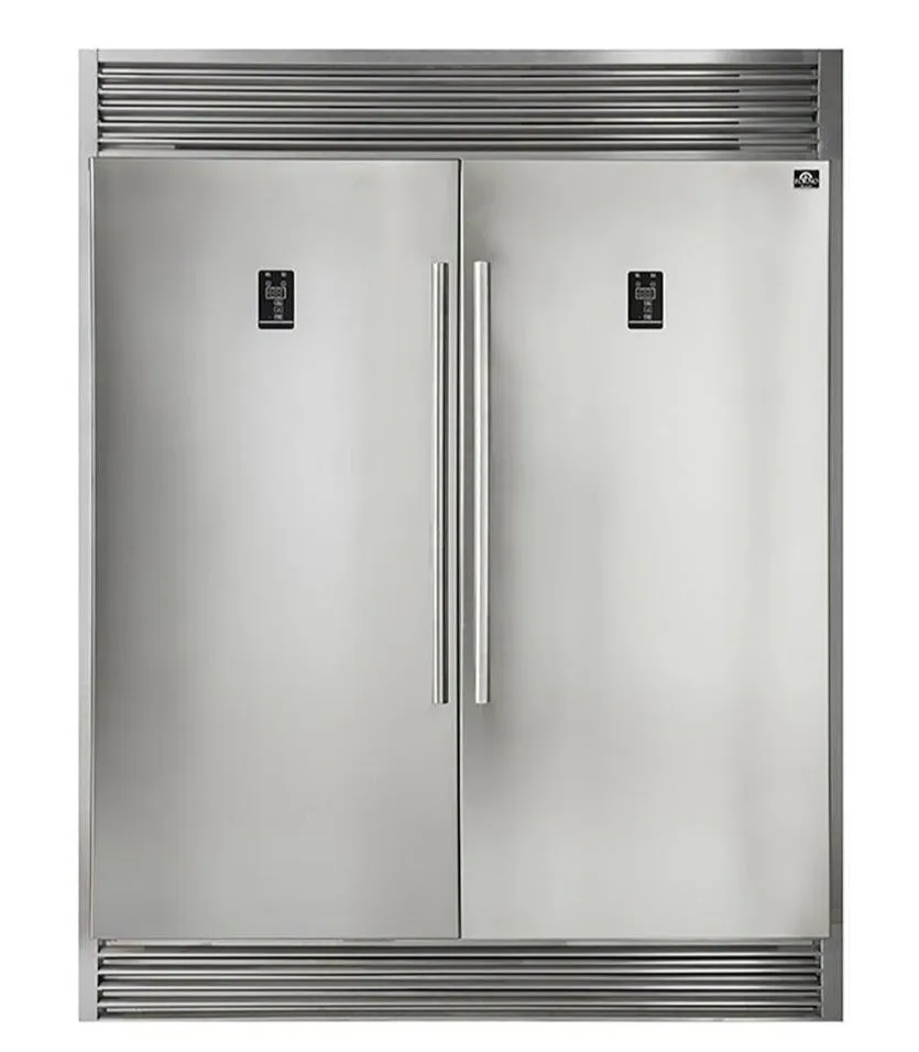 FORNO Combo Rizzutoo 60’’Right and Left Swing Refrigerator/Freezer Stainless Steel color 13.8 cu.ft with Grille Trim Kit - FFFFD1933-60S