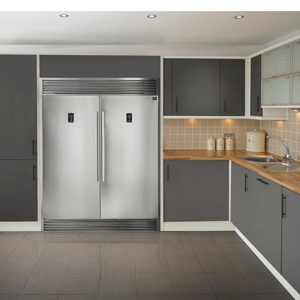 FORNO Combo Rizzutoo 60’’Right and Left Swing Refrigerator/Freezer Stainless Steel color 13.8 cu.ft with Grille Trim Kit - FFFFD1933-60S