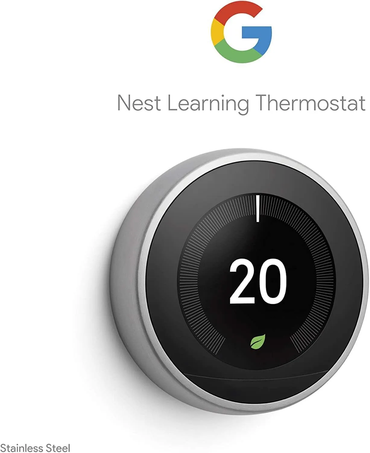 Google Nest Learning Thermostat 3rd Gen - Smart Energy-Saving, Stainless Steel