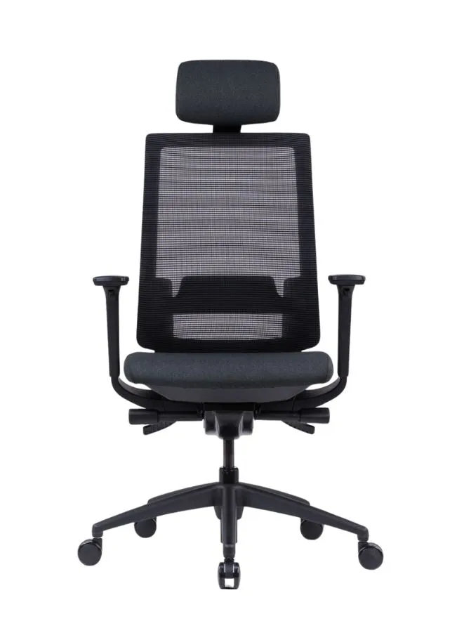 High Back Ergonomic Office Chair with Removable Headrest and 3D Armrests - Mesh & Fabric Seat