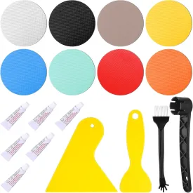 Inflatable Boat Repair Kit Include 8 x PVC Patch, 1 x Valve Wrench, 1 x Brush, 2 x Repair Shovel and 6 x 3g Glue, Rubber Patch Set for Raft Boat Canoe Kayak