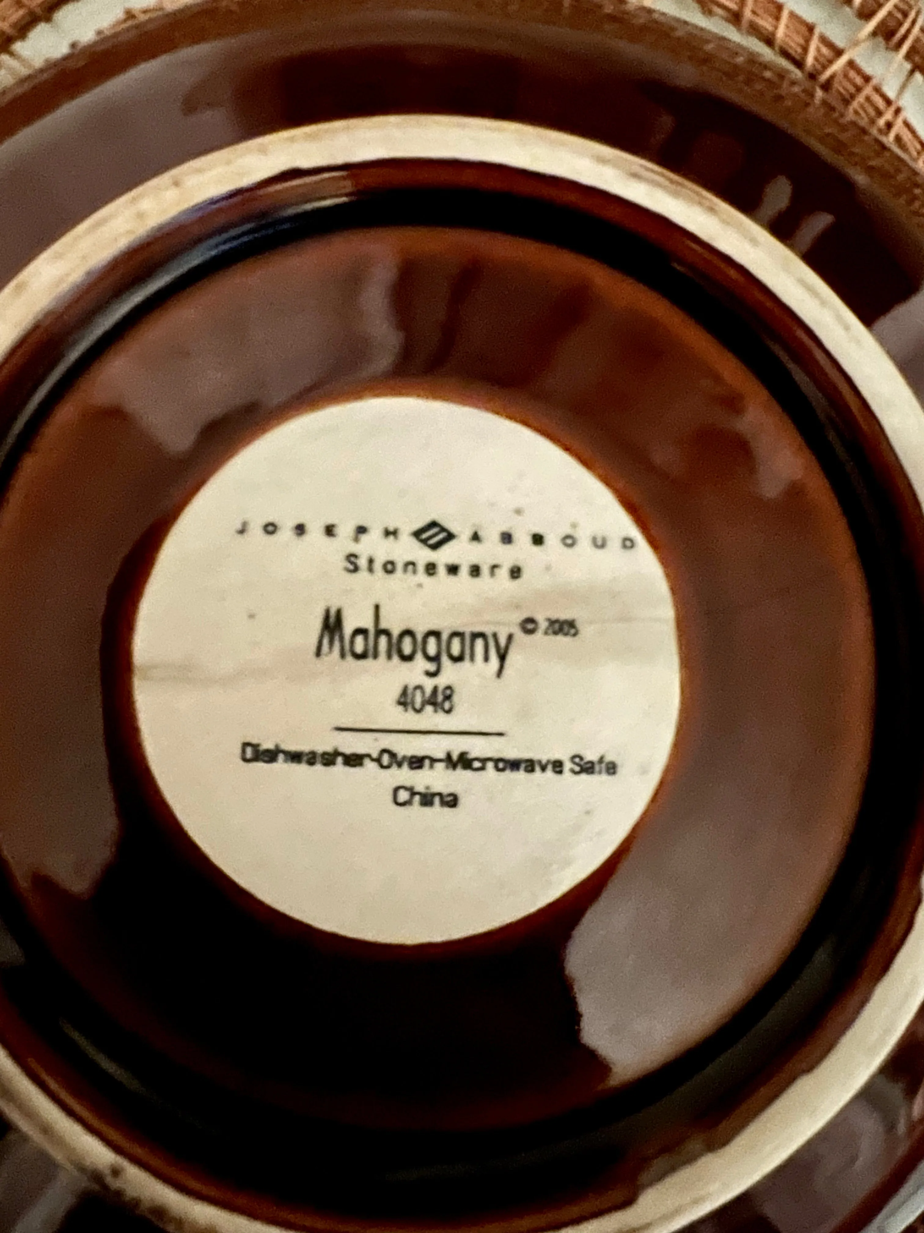 Joseph Abboud Stoneware Mahogany 4048 Bowl 2005 (Discontinued)
