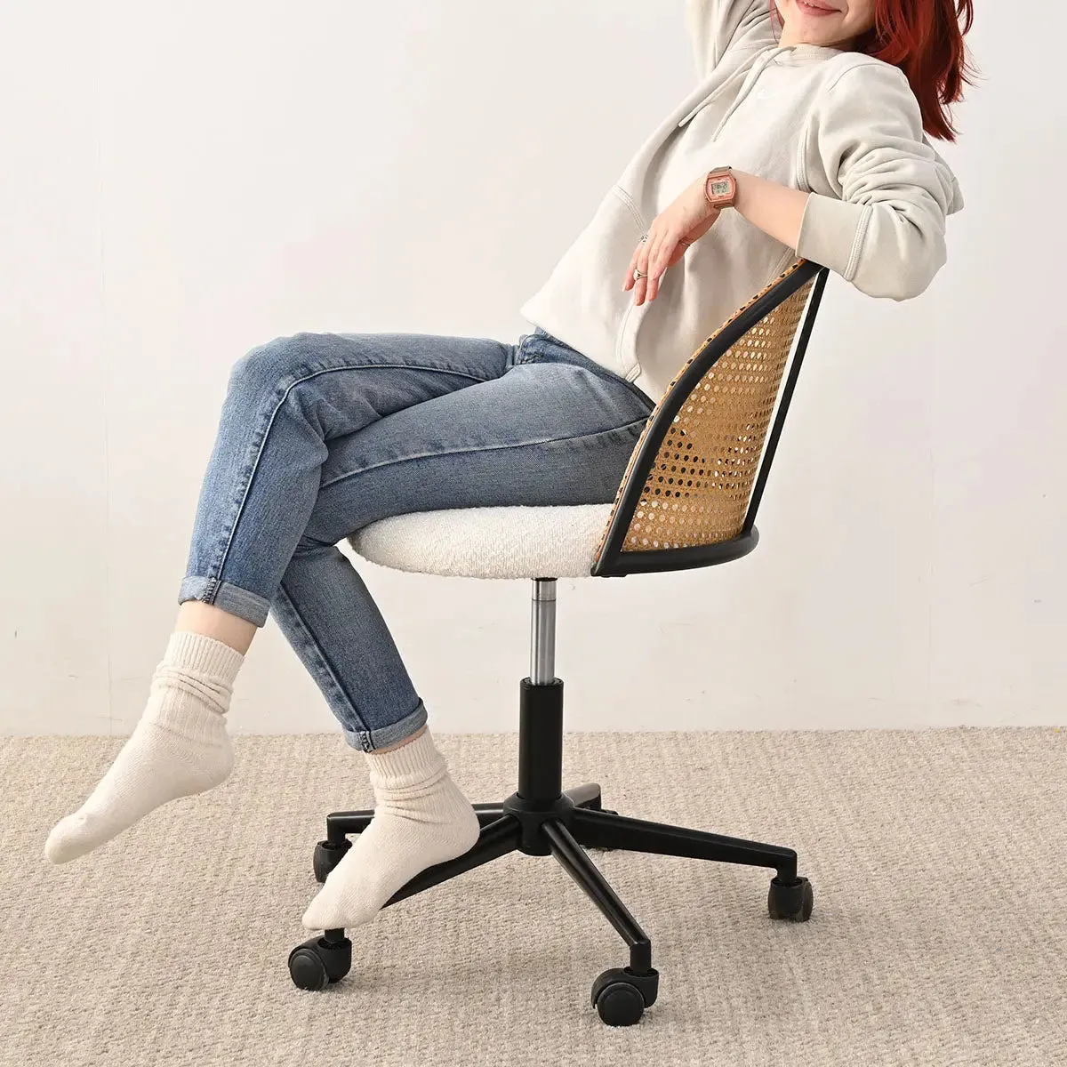 Jules Rattan Swival Adjustable Office Chair (1-Piece)