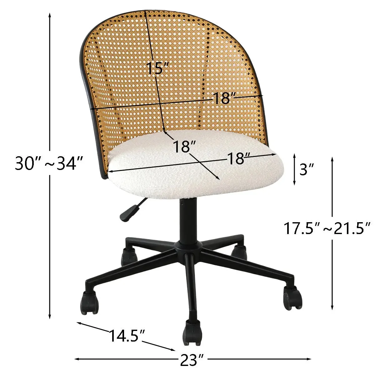 Jules Rattan Swival Adjustable Office Chair (1-Piece)