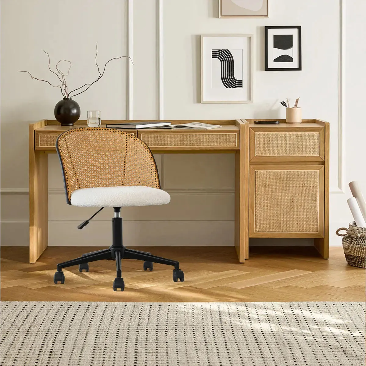 Jules Rattan Swival Adjustable Office Chair (1-Piece)