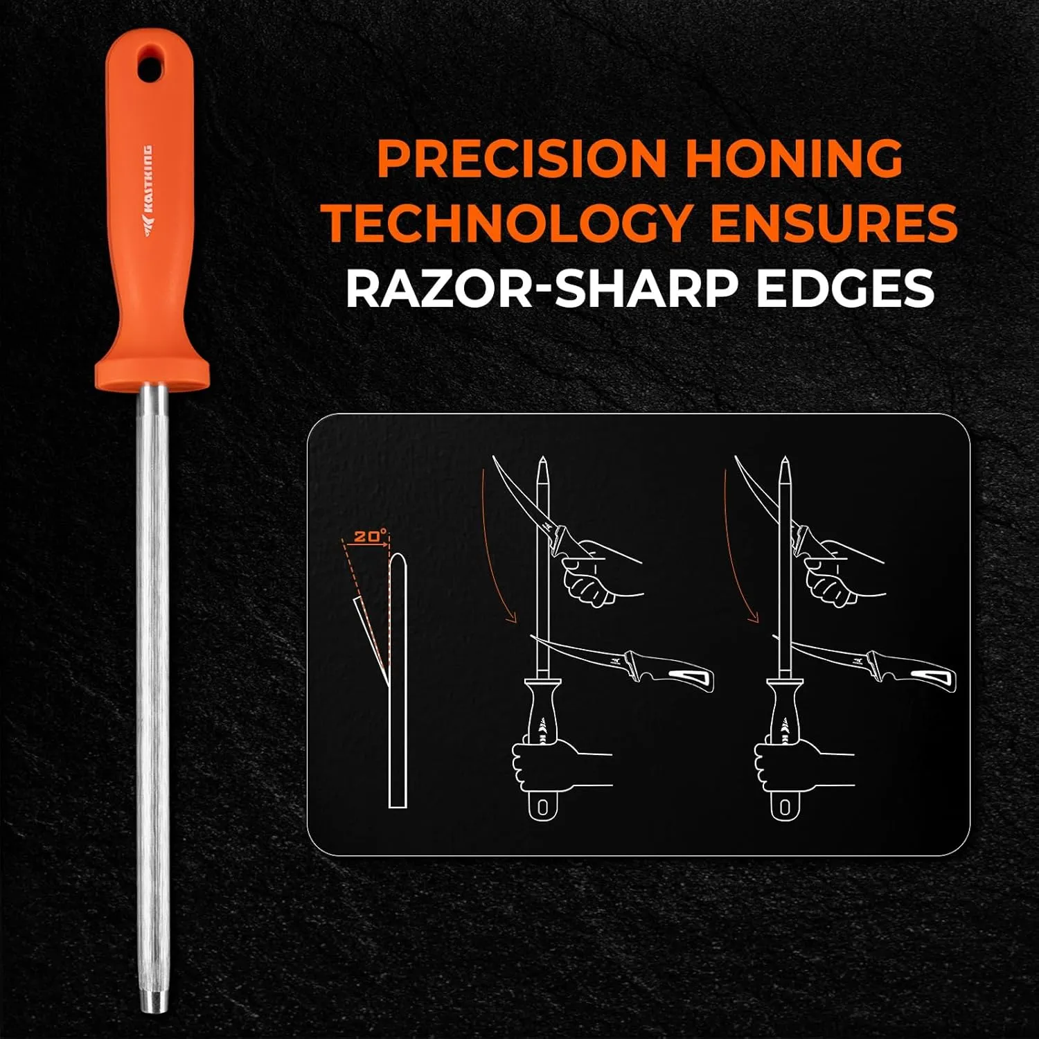 KastKing Paradox Fishing Tool, Complete Fish Clean & Prep Set, 7" Fillet Knife, 9" Multi-Purpose Bait Shears, and 12" Honing Rod, Durable Stainless Steel, with Non-Slip Handles and Custom Sheaths