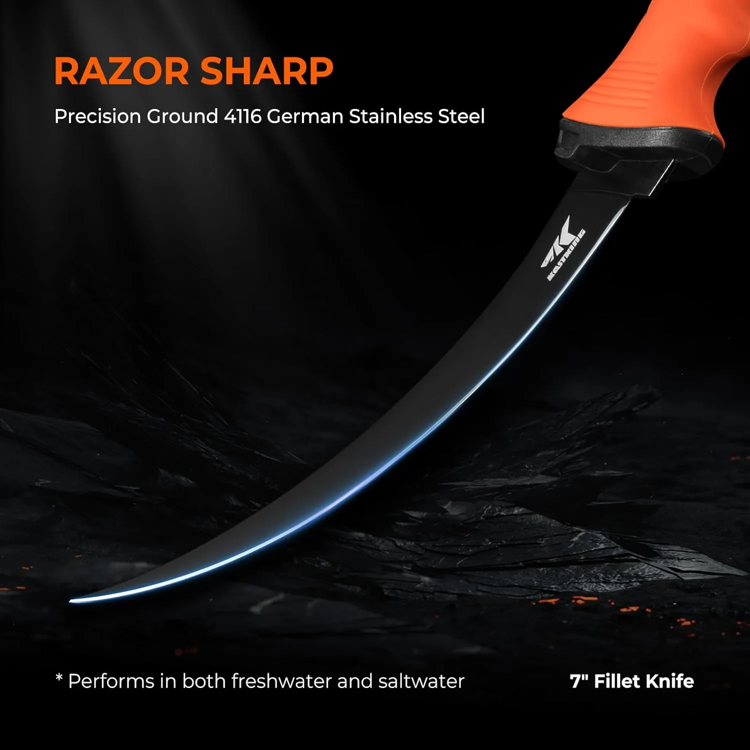 KastKing Paradox Fishing Tool, Complete Fish Clean & Prep Set, 7" Fillet Knife, 9" Multi-Purpose Bait Shears, and 12" Honing Rod, Durable Stainless Steel, with Non-Slip Handles and Custom Sheaths