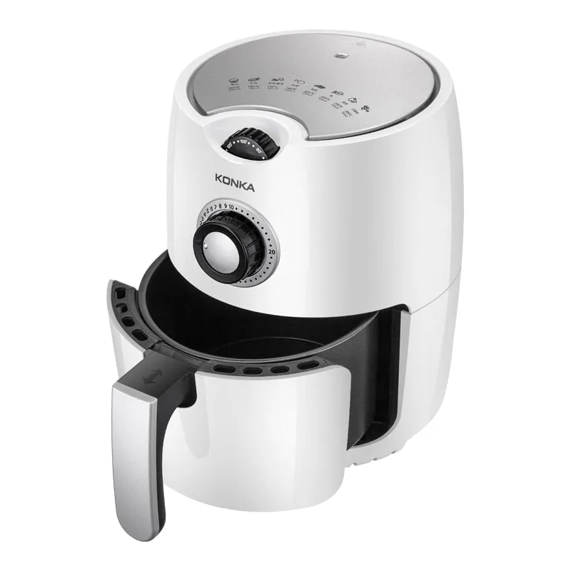 KONKA Electric Air Fryer No Oil White 2.2L Health Deep Fryer 7 Modes Cooker Easy to Clean for Potatoes Pizza Chicken 1-2 Persons
