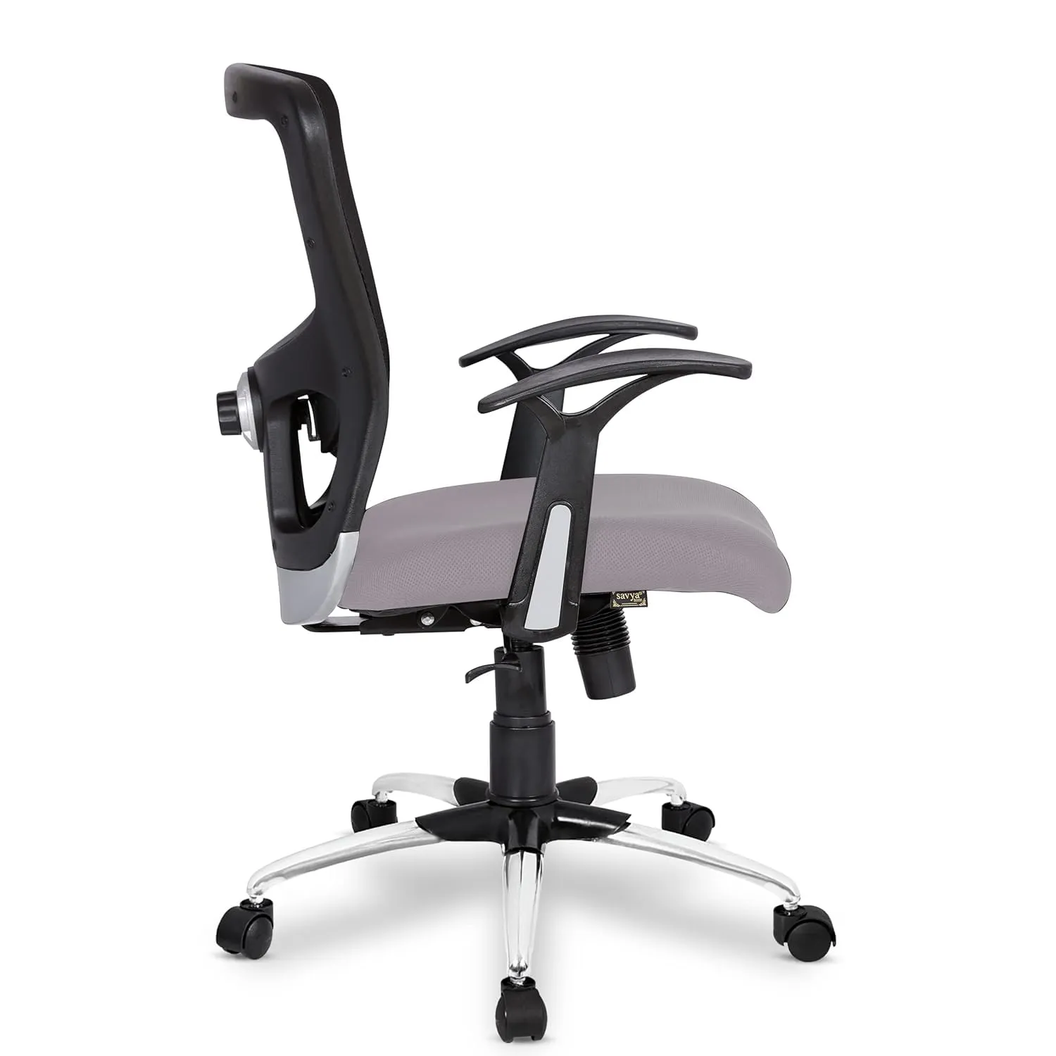 Kuber Industries Ergonomic Office Chairs for Work from Home | Comes with Manual Height Adjustable, Armrest & Adjustable 2D Lumbar Support | Comfy Study Chair for Students with Wheels | Black