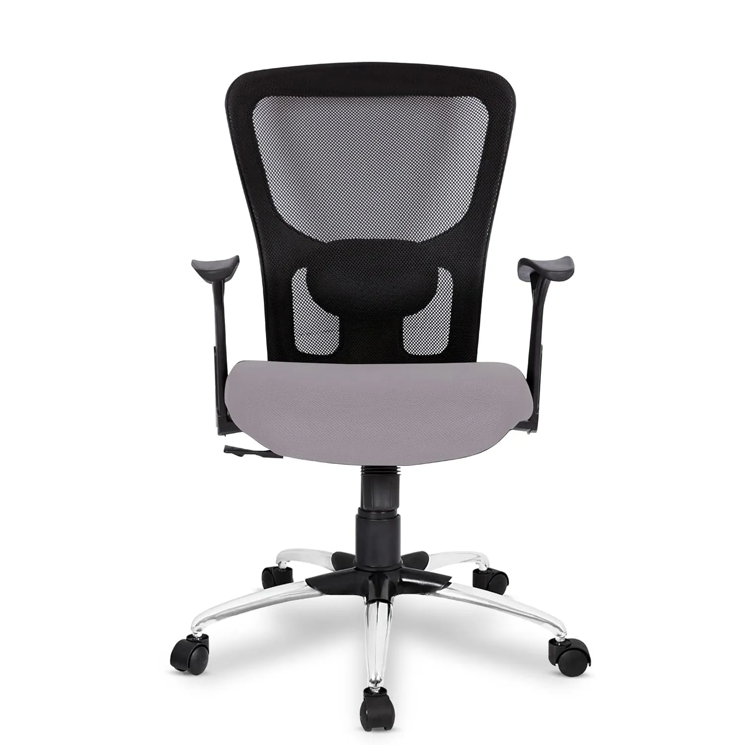 Kuber Industries Ergonomic Office Chairs for Work from Home | Comes with Manual Height Adjustable, Armrest & Adjustable 2D Lumbar Support | Comfy Study Chair for Students with Wheels | Black