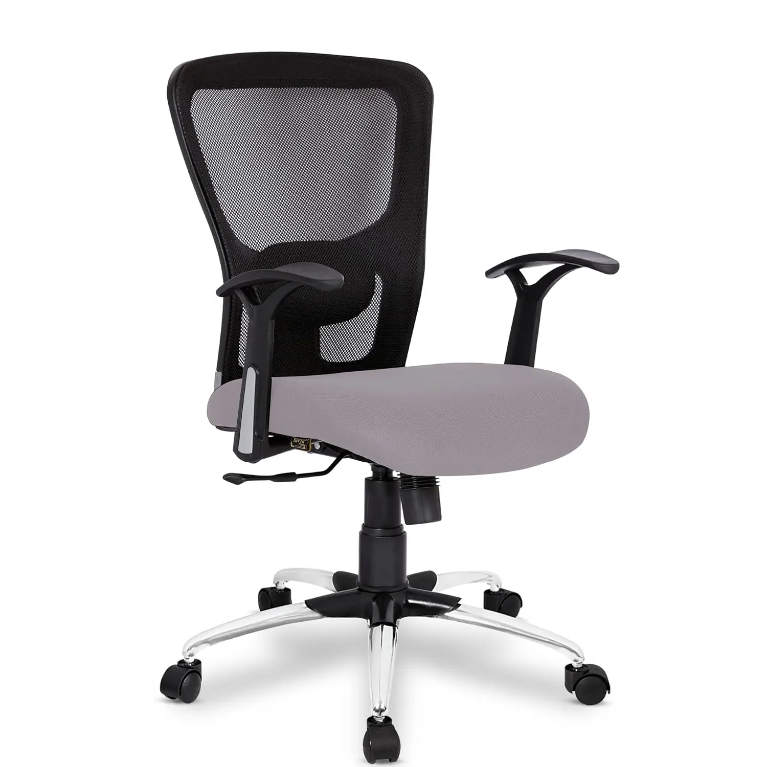 Kuber Industries Ergonomic Office Chairs for Work from Home | Comes with Manual Height Adjustable, Armrest & Adjustable 2D Lumbar Support | Comfy Study Chair for Students with Wheels | Black