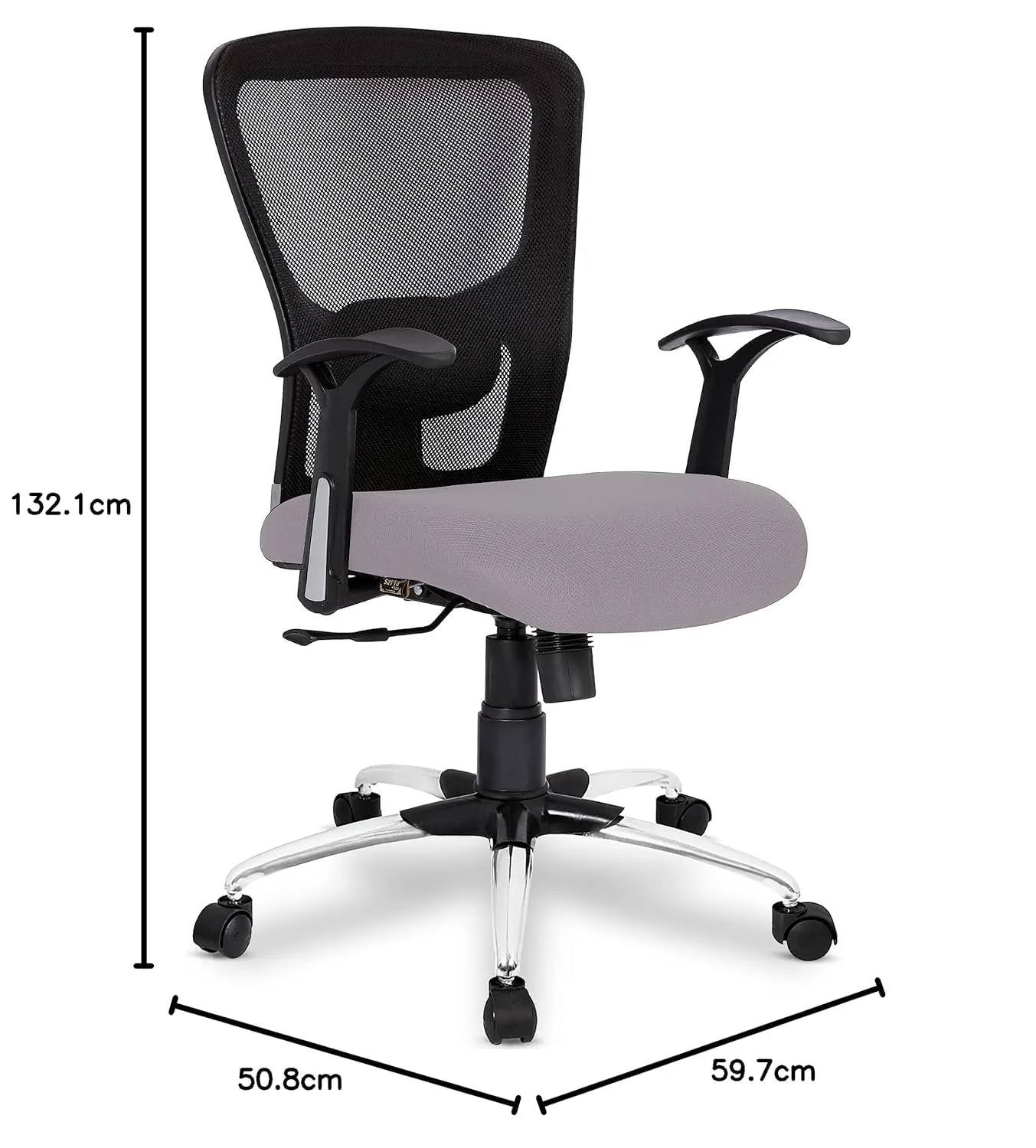 Kuber Industries Ergonomic Office Chairs for Work from Home | Comes with Manual Height Adjustable, Armrest & Adjustable 2D Lumbar Support | Comfy Study Chair for Students with Wheels | Black