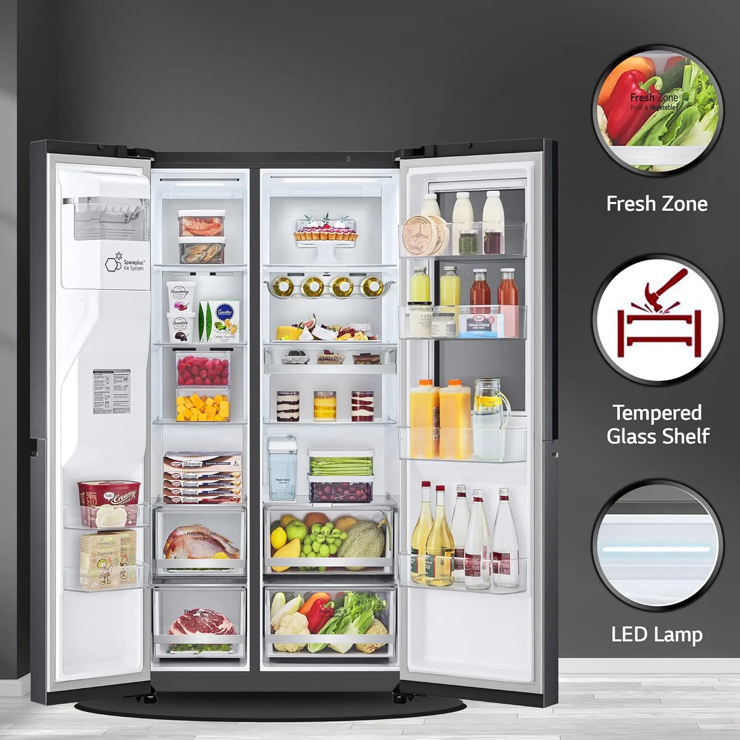 LG GL-X257AMCX 635 L Frost-Free Inverter Wi-Fi InstaView Door In Door UVnano Side-By-Side Refrigerator with Water Dispenser (Matte Glass, Door Cooling  with Hygiene Fresh)