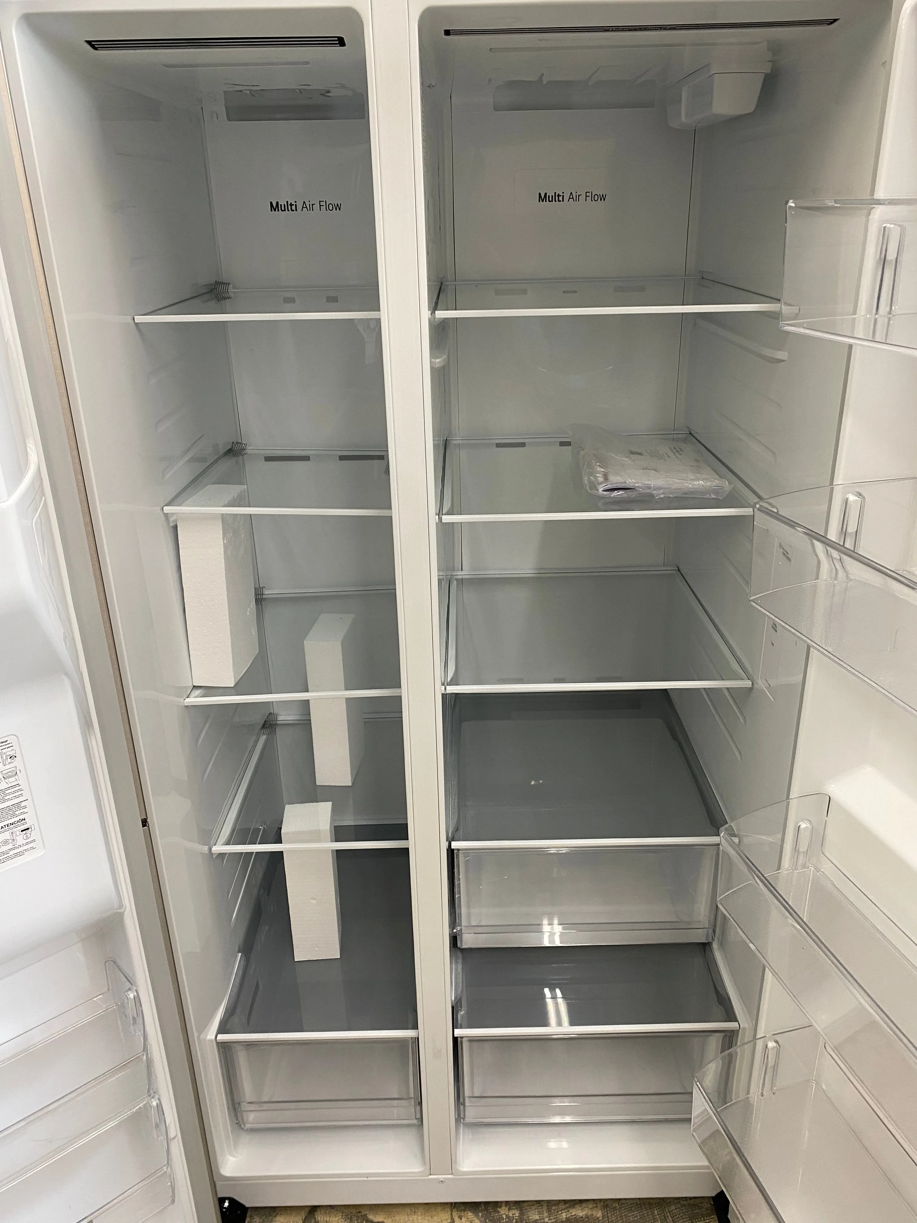 LG LRSXS2706S 36 Inch Freestanding Side by Side Refrigerator with 27.16 Cu. Ft. Total Capacity, Interior Display Controls, Door Cooling , Smooth Touch Ice Dispenser, SpacePlus™ Ice Maker, and ENERGY STAR® Certified: PrintProof™ Stainless Steel