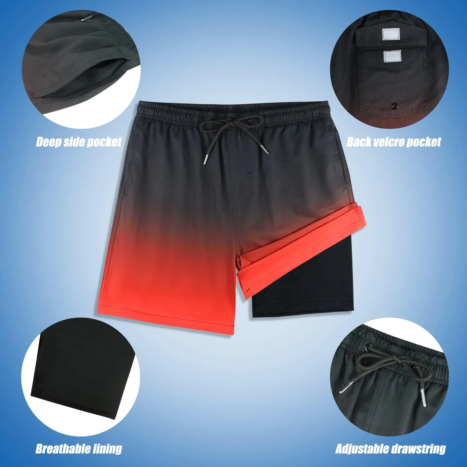 LUCOWEE Boys Swim Bathing Trunks Soft Compression Liner no-Chafing Swimming Shorts Quick Dry Light UPF 50  Quality Swimsuit